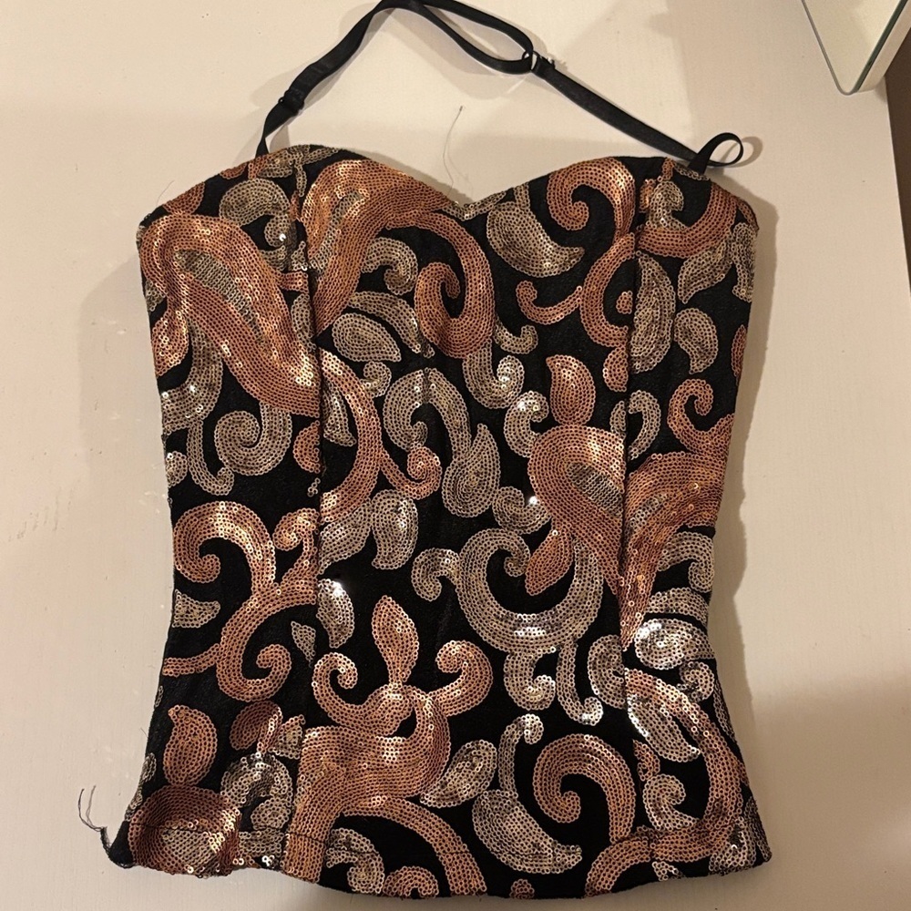 Body Central Black and Gold Sequin Blouse